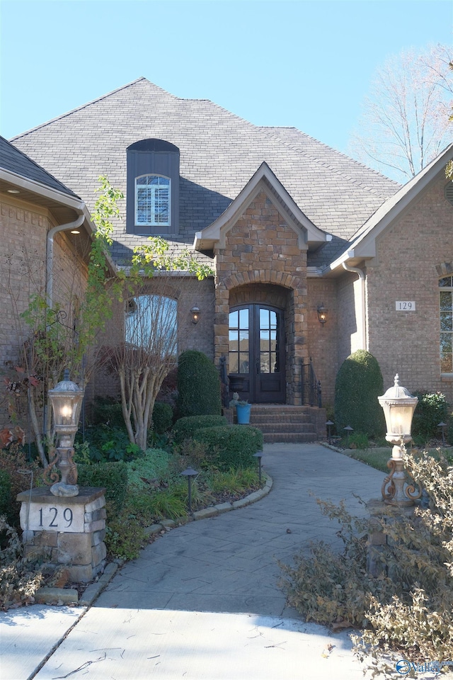 view of front facade with french doors