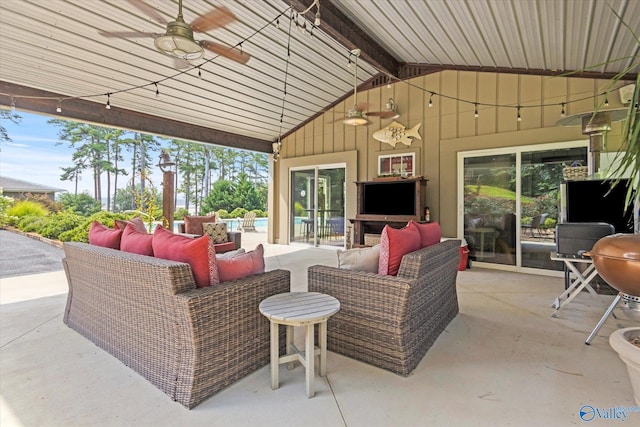 view of patio / terrace with outdoor lounge area and ceiling fan