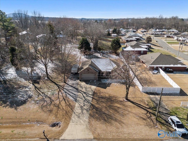 aerial view with a residential view