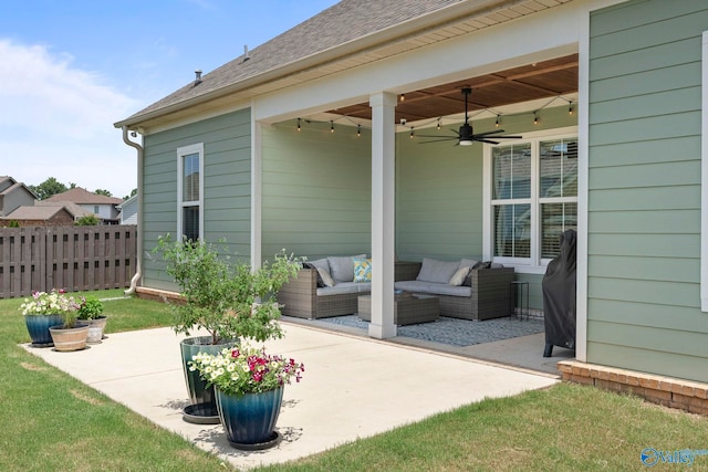 6320 Loring Loop NW, Huntsville, AL 35806 - view of patio featuring an outdoor hangout area and a ceiling fan