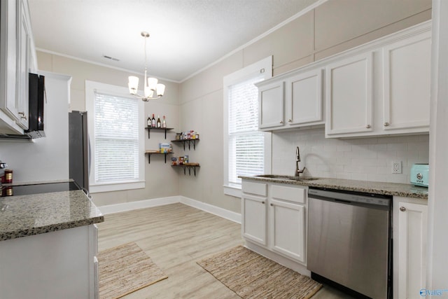 kitchen featuring white cabinetry, sink, appliances with stainless steel finishes, and a wealth of natural light