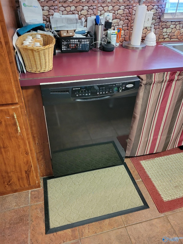 interior details featuring black dishwasher