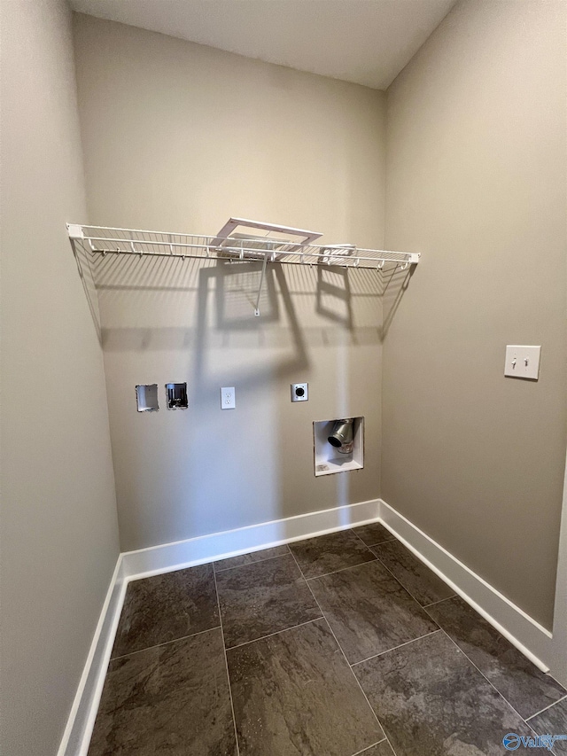 clothes washing area with washer hookup, laundry area, hookup for an electric dryer, and baseboards