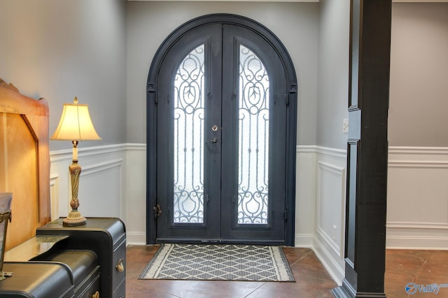 foyer featuring french doors