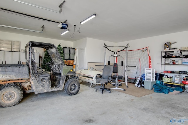 garage with a garage door opener