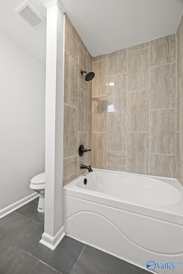 10012 Allison Dr, Huntsville, AL 35803 - bathroom with toilet, baseboards, tile patterned flooring, and shower / bath combination
