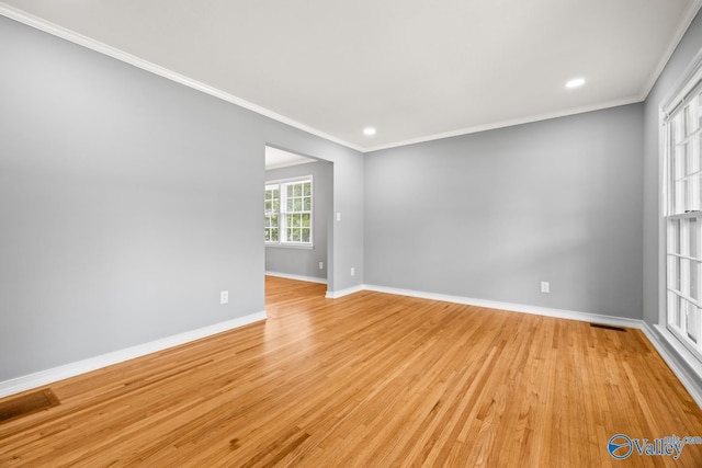 10012 Allison Dr, Huntsville, AL 35803 - unfurnished room with baseboards, light wood-type flooring, recessed lighting, and crown molding