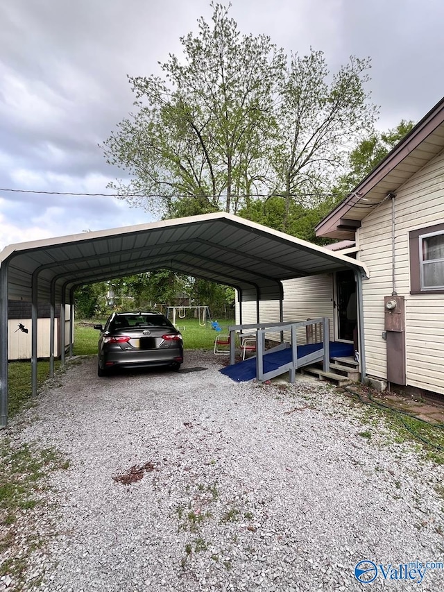 view of car parking with a carport