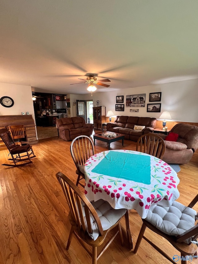 playroom featuring light hardwood / wood-style flooring and ceiling fan