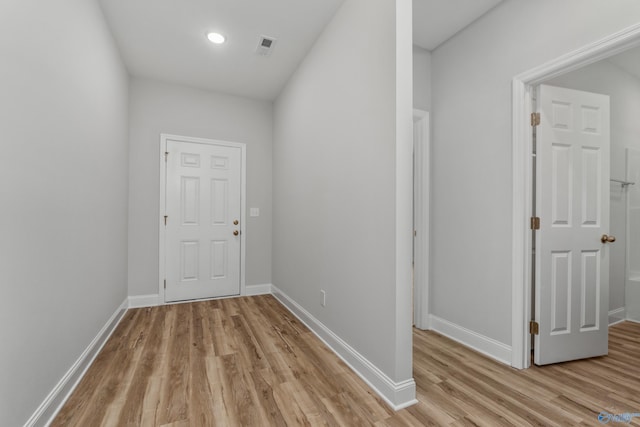 interior space with light hardwood / wood-style flooring