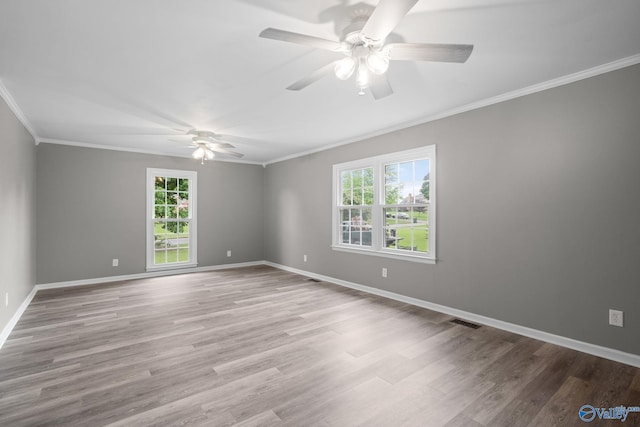 127 Patdean Dr, Huntsville, AL 35811 - unfurnished room with a ceiling fan, ornamental molding, and wood finished floors