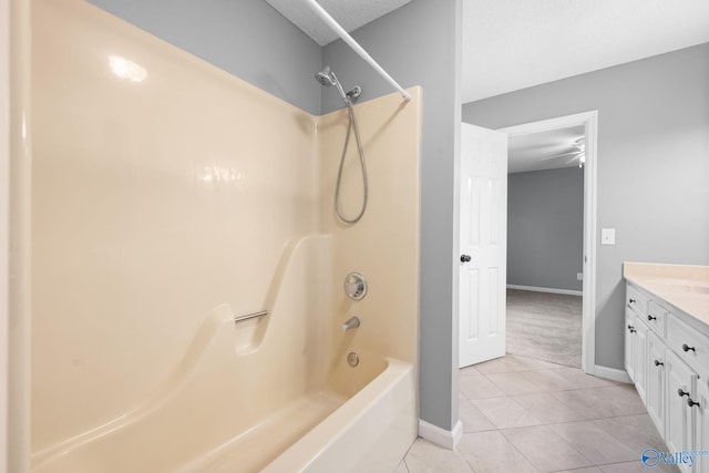 127 Patdean Dr, Huntsville, AL 35811 - full bathroom with vanity, washtub / shower combination, and tile patterned flooring