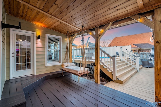 view of deck at dusk