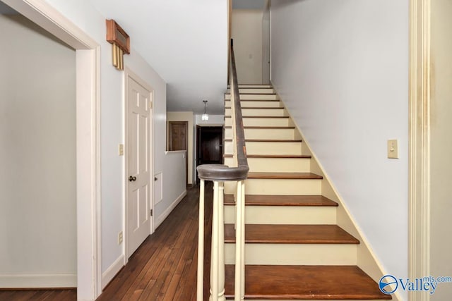 stairway with wood-type flooring