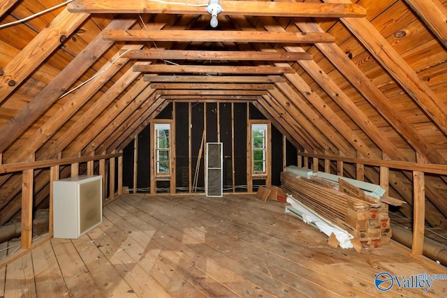 view of unfinished attic