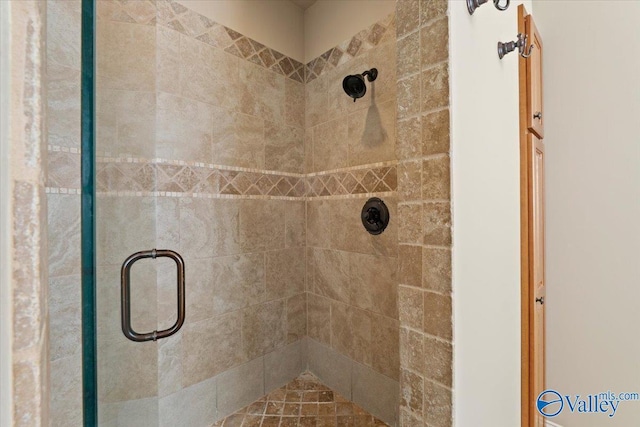 bathroom with a shower stall