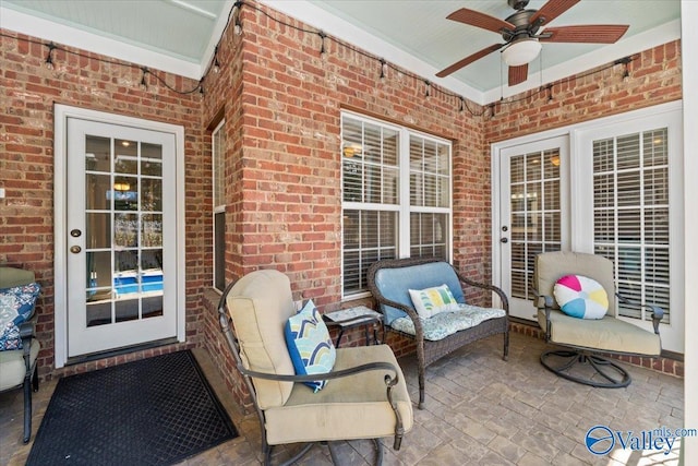 view of patio with a ceiling fan