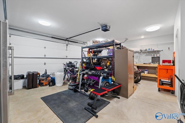 garage with a garage door opener