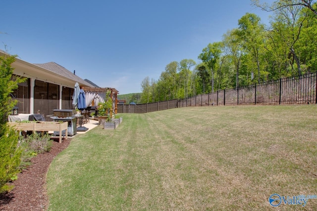 view of yard featuring a fenced backyard