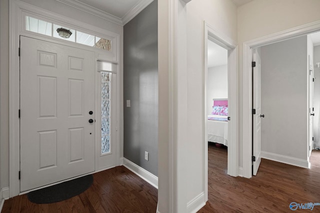 117 Somerset Park Dr NE, Huntsville, AL 35811 - foyer featuring dark wood finished floors, baseboards, and crown molding