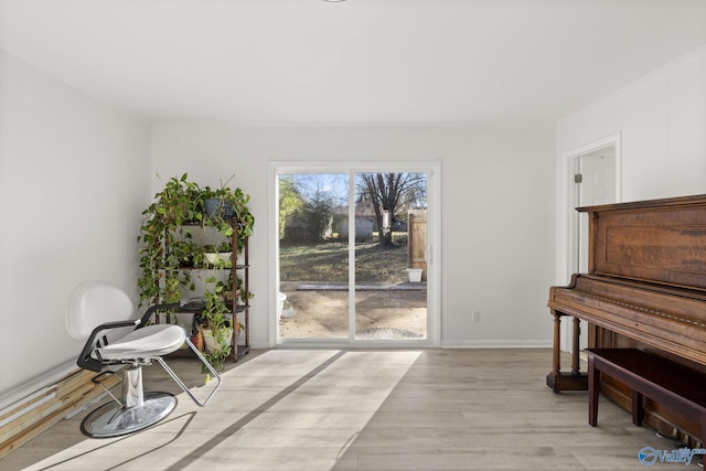 sitting room featuring light hardwood / wood-style flooring