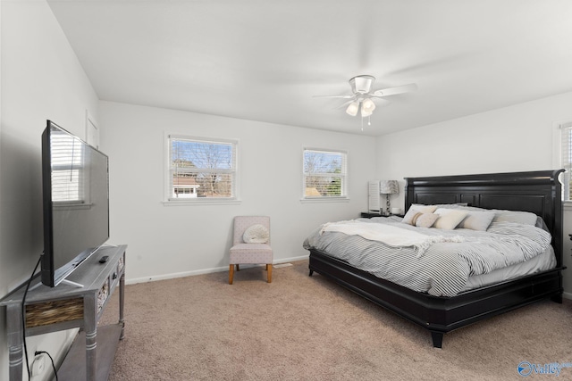 bedroom with carpet flooring and ceiling fan