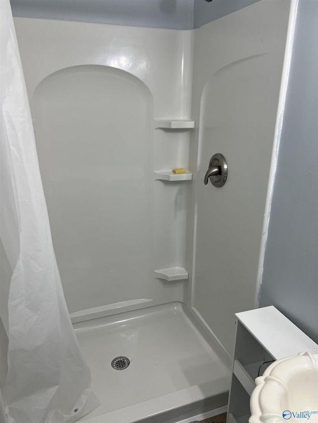2143 Meadowood Dr, Southside, AL 35907 - bathroom featuring a shower with shower curtain
