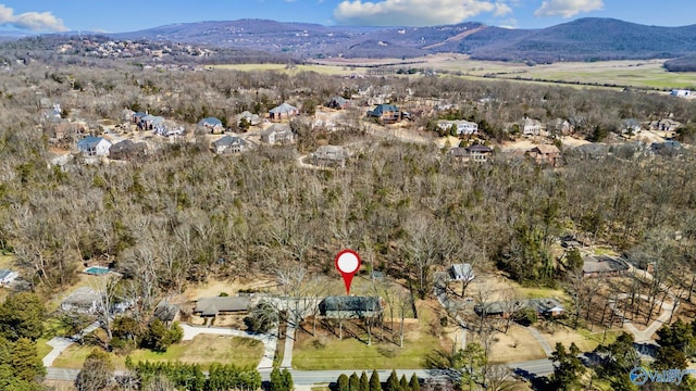 bird's eye view with a mountain view