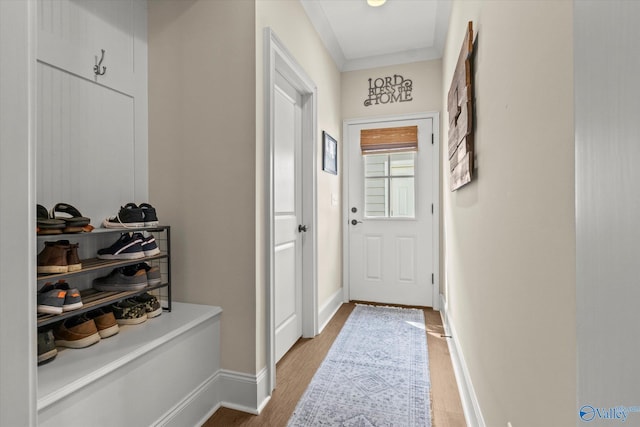 doorway to outside featuring light hardwood / wood-style floors