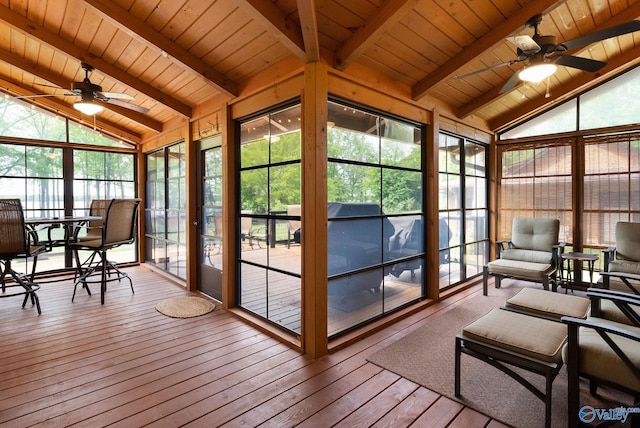 420 County Road 496, Centre, AL 35960 - sunroom / solarium featuring a ceiling fan and beamed ceiling