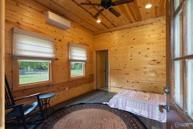 420 County Road 496, Centre, AL 35960 - bedroom featuring wooden walls, dark wood-style floors, recessed lighting, and wood ceiling