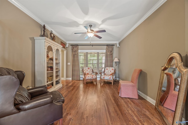 230 Knotting Pl, Madison, AL 35758 - living area with a ceiling fan, ornamental molding, and wood finished floors