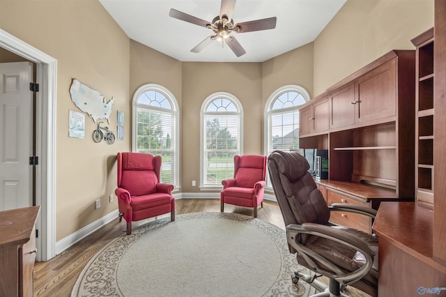 230 Knotting Pl, Madison, AL 35758 - home office with healthy amount of natural light, light wood-type flooring, and ceiling fan