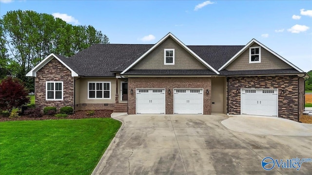 545 Pan Creek Rd, Baileyton, AL 35019 - view of front of property featuring driveway, crawl space, a front lawn, and stone siding