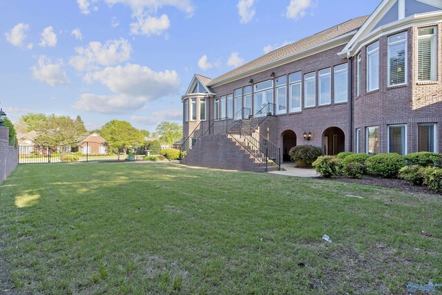 view of yard with stairway
