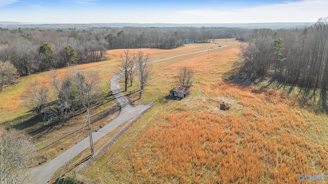 aerial view with a rural view and a forest view