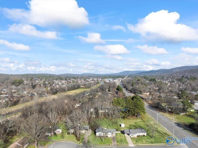 birds eye view of property with a mountain view