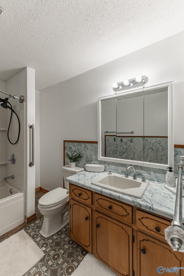 1104 Princeton Dr, Madison, AL 35758 - bathroom featuring vanity, a textured ceiling, shower / tub combination, and tile patterned flooring