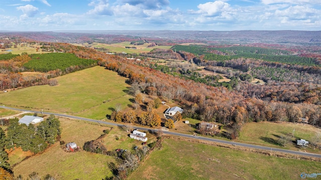 aerial view featuring a rural view