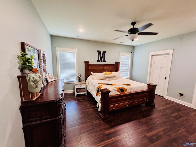 624 2nd Ave S, Loretto, TN 38469 - bedroom with dark wood-type flooring and a ceiling fan