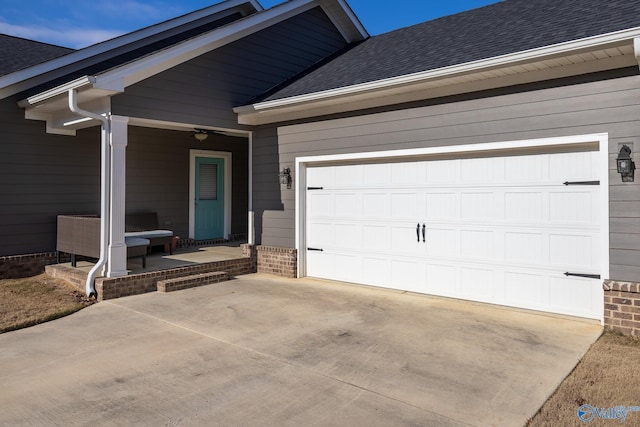 exterior space with a garage