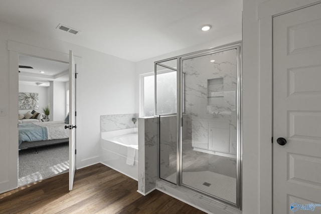 24139 Patriot Dr, Athens, AL 35613 - bathroom featuring wood-type flooring and plus walk in shower