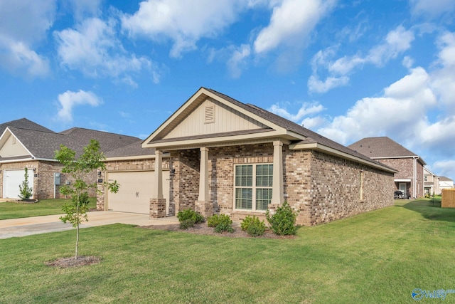 view of front of house with a garage and a front yard