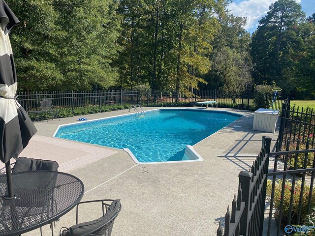 view of swimming pool with a patio area