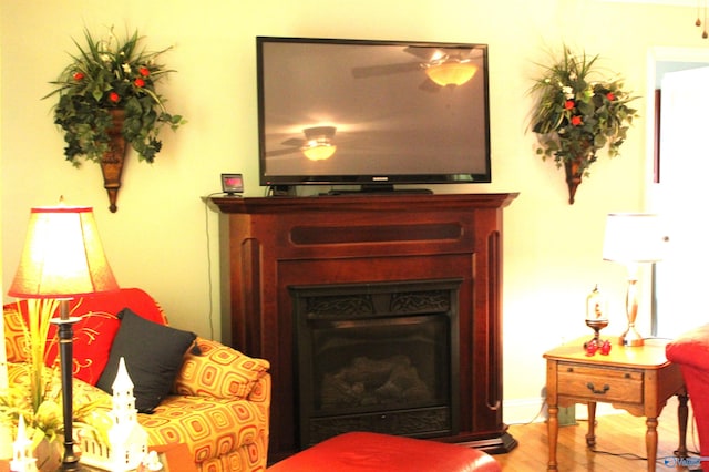 living room with light hardwood / wood-style floors