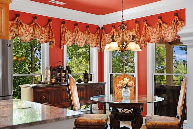 601 Smokey Mountain Cir, Huntsville, AL 35803 - dining room with a chandelier and ornamental molding