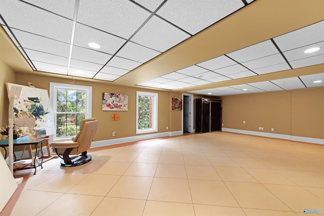 601 Smokey Mountain Cir, Huntsville, AL 35803 - sitting room with a drop ceiling, baseboards, and recessed lighting