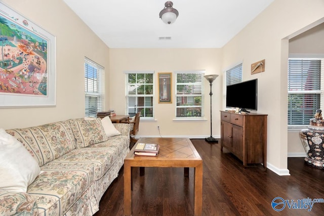 77 Valley Way Cir SE Unit 77, Huntsville, AL 35802 - living area with dark wood-style floors and baseboards