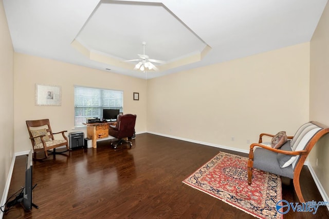 77 Valley Way Cir SE Unit 77, Huntsville, AL 35802 - office space featuring wood finished floors, a raised ceiling, ceiling fan, and baseboards