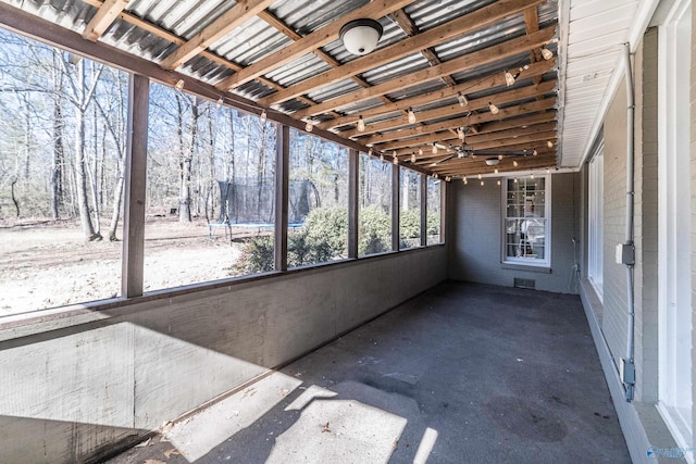 view of unfurnished sunroom